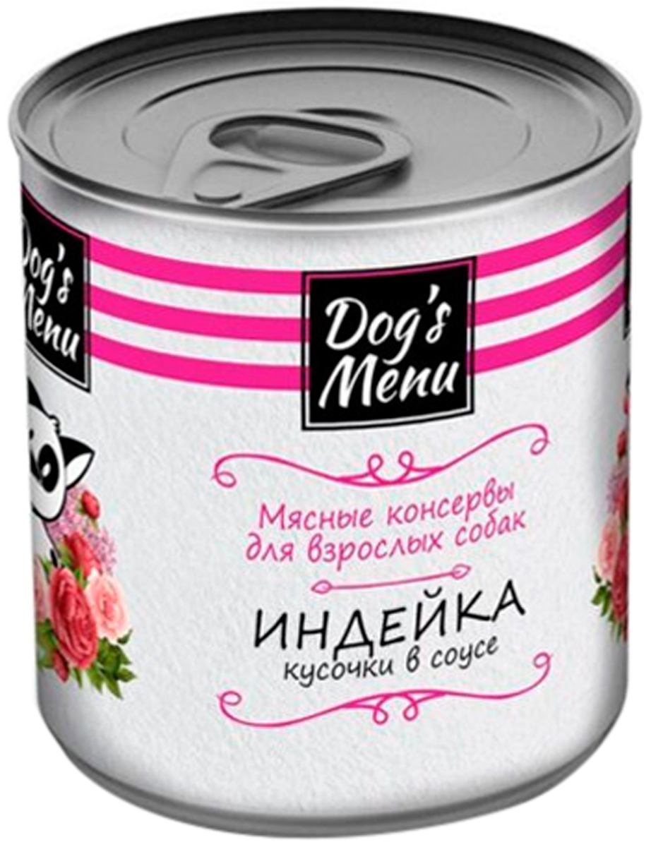 Влажный корм для взрослых собак Dog's Menu Индейка в соусе, 9 шт 750 г
