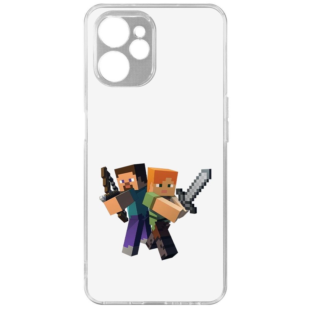 

Чехол Minecraft-Стив и Алекс для Realme 10 5G, Прозрачный
