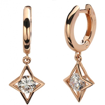 

Серьги из красного золота с фианитом Эстет 01С1113709, 01С1113709