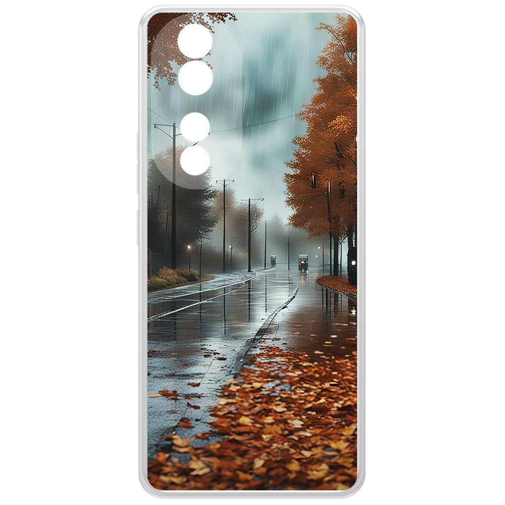 

Чехол-накладка Krutoff Clear Case Осенний дождь для Honor 90, Прозрачный