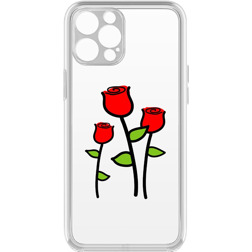 фото Чехол-накладка krutoff clear case розочки для iphone 12 pro с защитой камеры