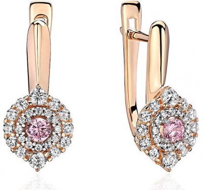 

Серьги из комбинированного золота с фианитом Эстет 01С2613840-1, 01С2613840-1