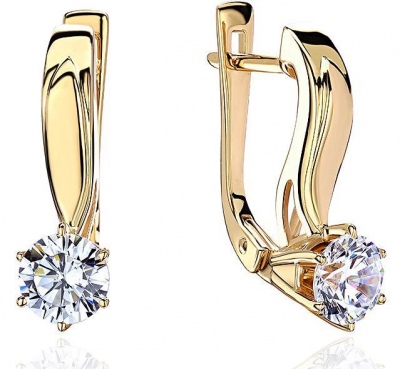 

Серьги из желтого золота с фианитом Эстет 01С1313509, 01С1313509