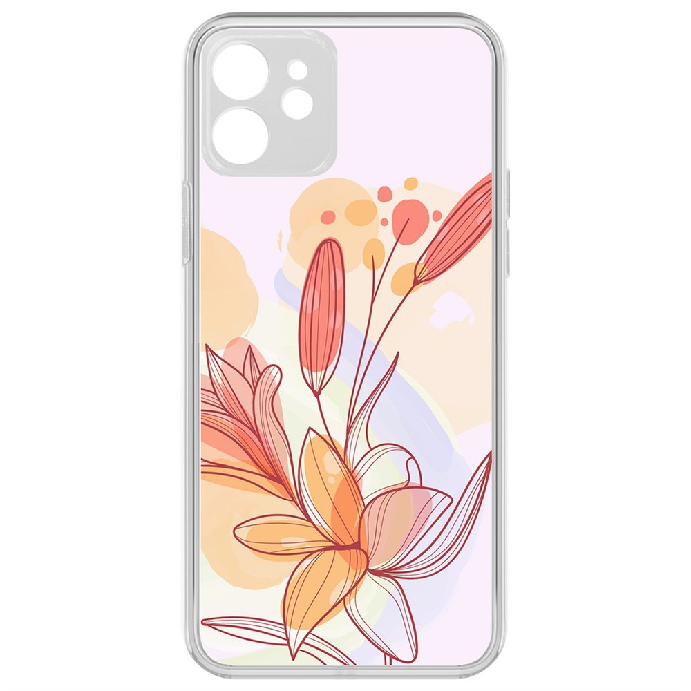 

Чехол-накладка Krutoff Clear Case Фантазия для iPhone 12 с защитой камеры, Прозрачный