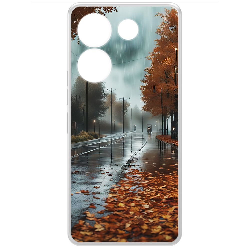 

Чехол-накладка Krutoff Clear Case Осенний дождь для Tecno Camon 20 Pro, Прозрачный