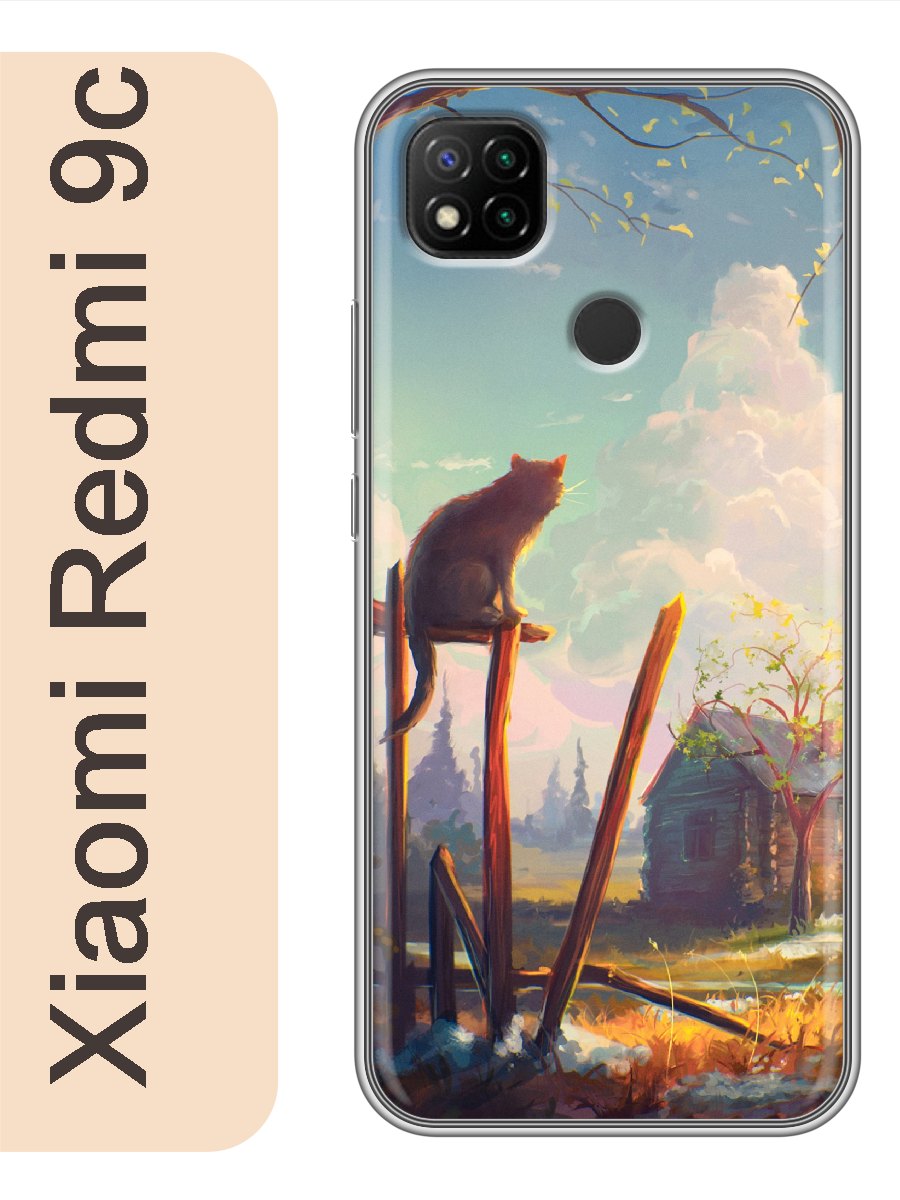 

Чехол на Xiaomi Redmi 9c кот и домик 757, Прозрачный, red9ccats