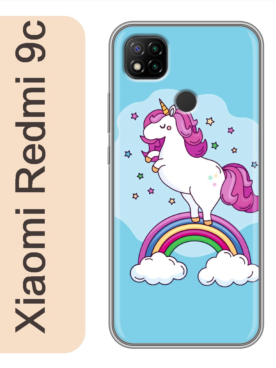 

Чехол на Xiaomi Redmi 9c единорог 504, Прозрачный, red9cerog