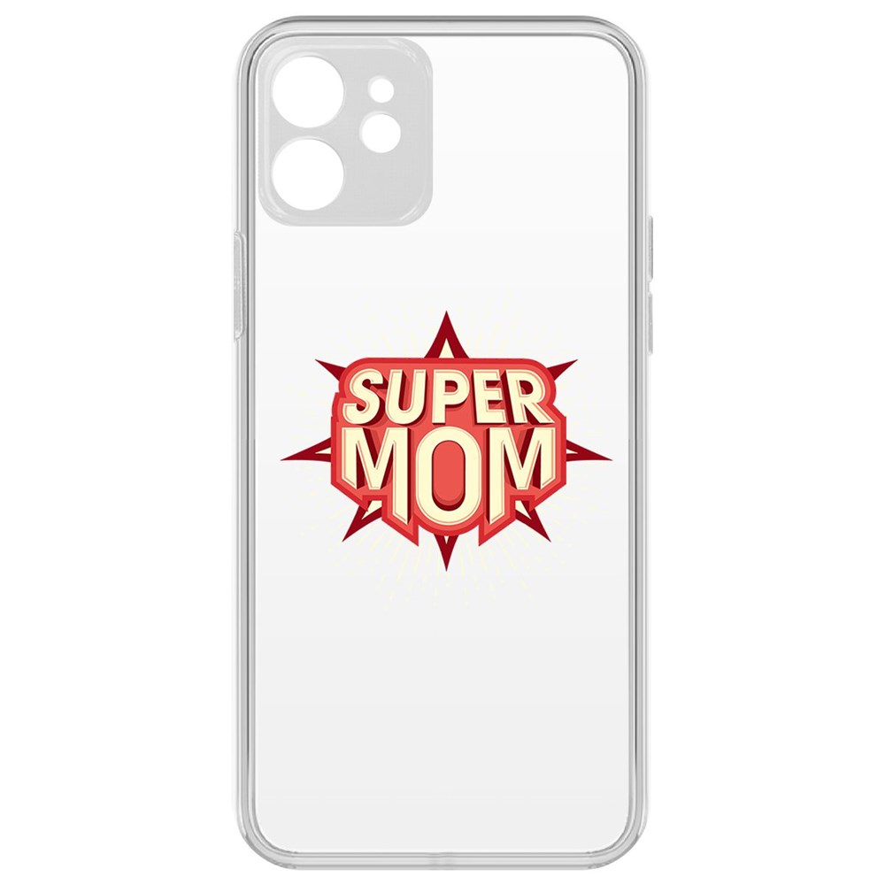 фото Чехол-накладка krutoff clear case супер мама для iphone 12 с защитой камеры