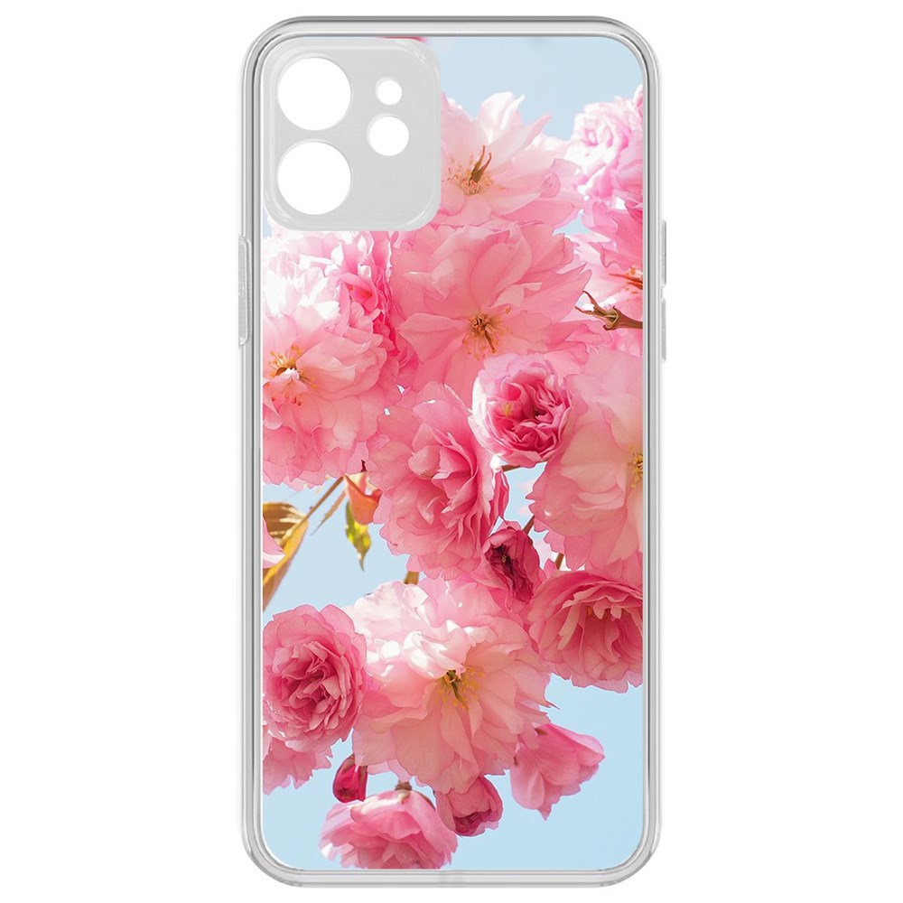 фото Чехол-накладка krutoff clear case сакура для iphone 12 с защитой камеры