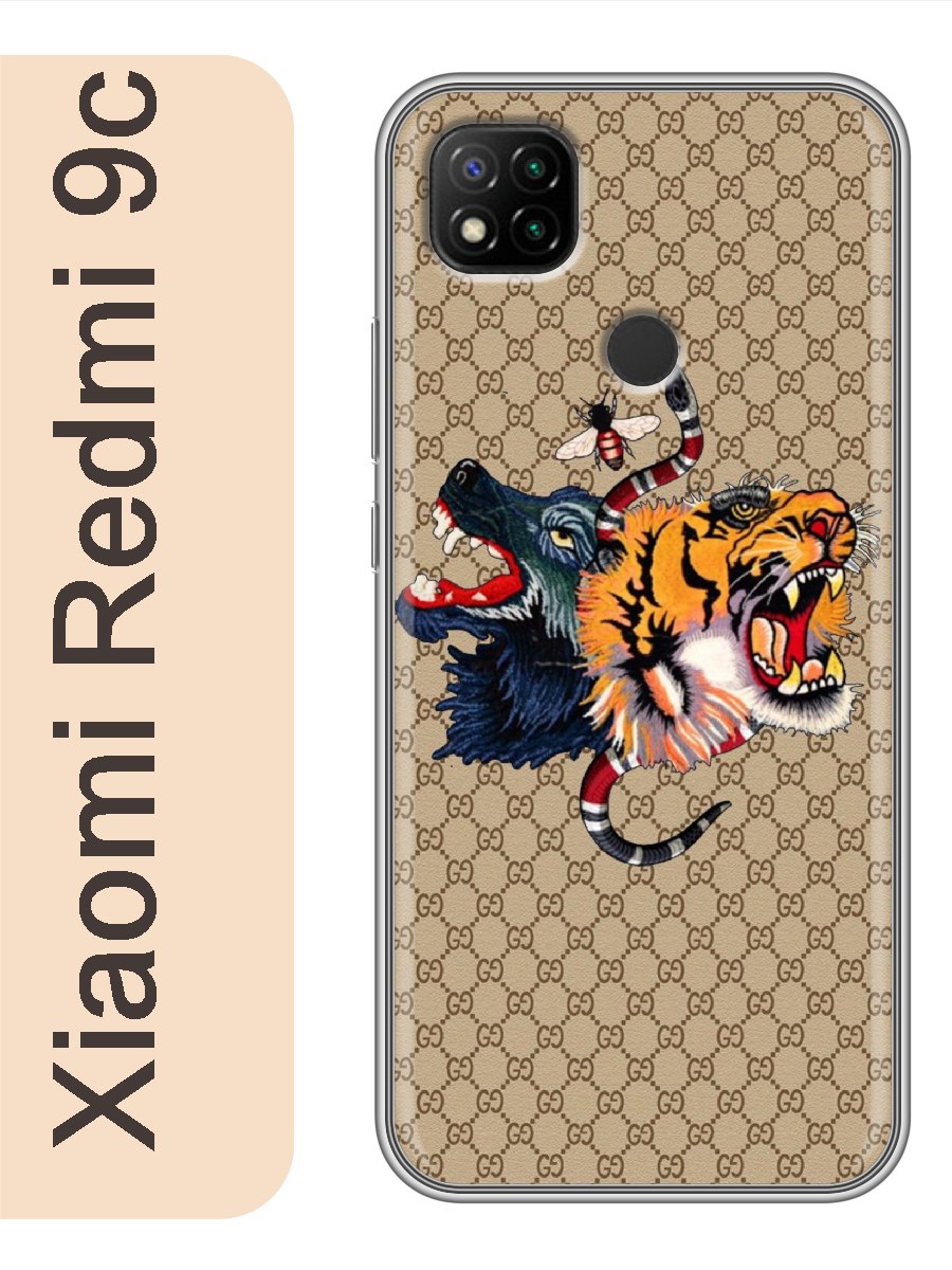 

Чехол на Xiaomi Redmi 9c тигр волк змея 462, Прозрачный, red9crzne