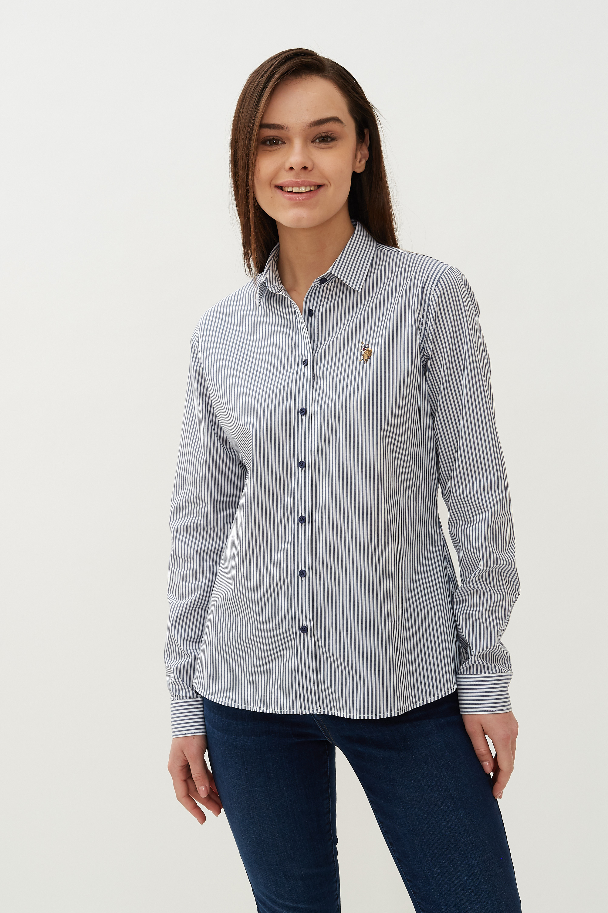 фото Рубашка женская u.s. polo assn. g082sz0040striperwomen020k синяя 36