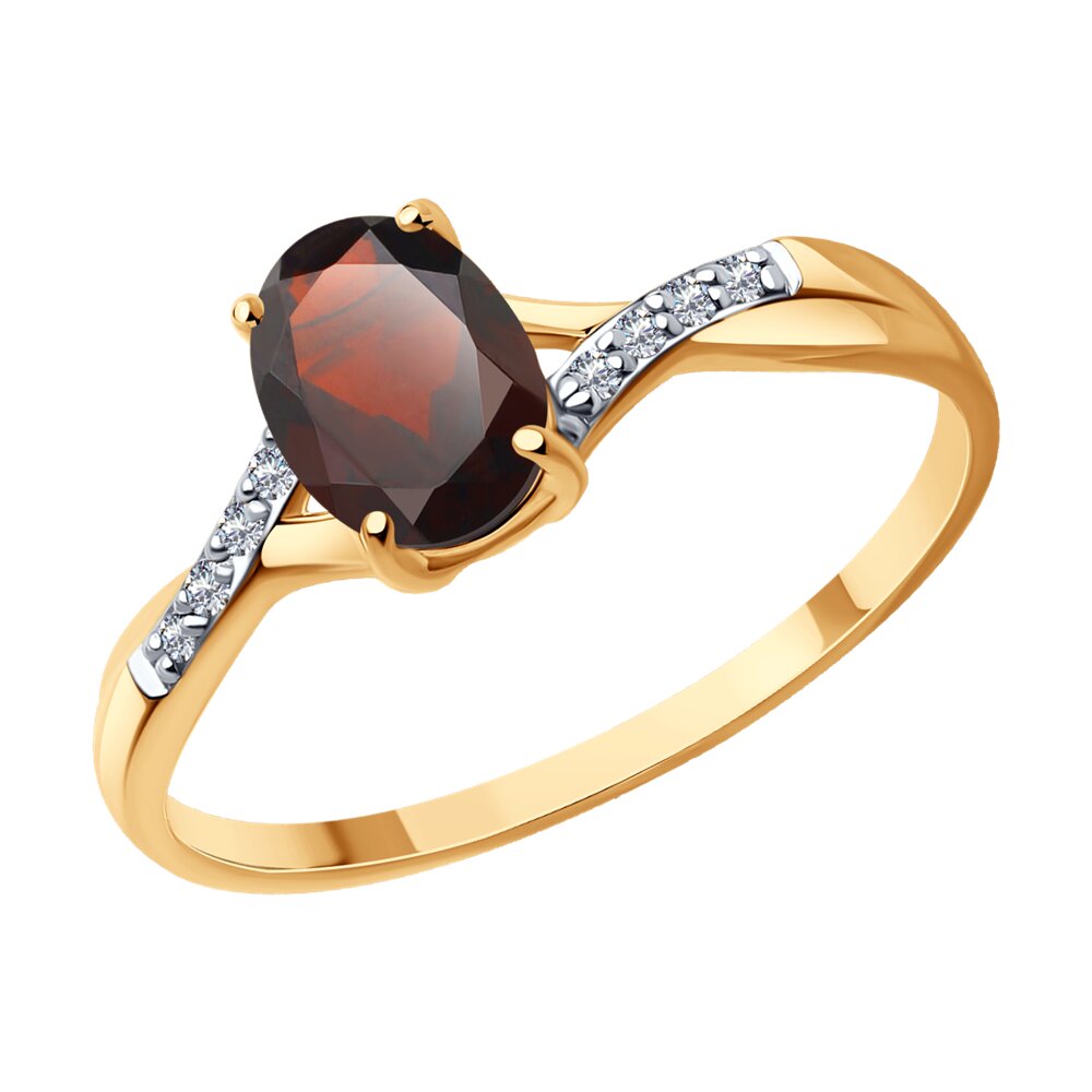 

Кольцо из красного золота с гранатом/бриллиантом р. 18 SOKOLOV Diamonds 71-00096, 71-00096