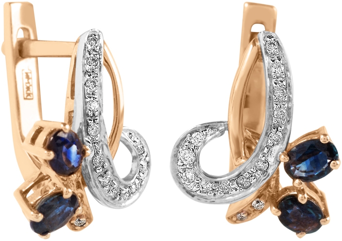 

Серьги женские из золота Ивел 2061000798296, сапфир/бриллиант, 2061000798296