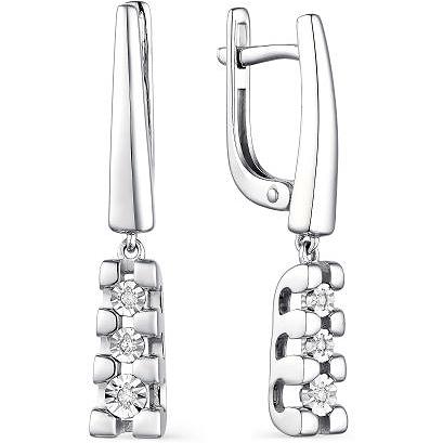 

Серьги женские из серебра АЛЬКОР 02-1920, бриллиант, 02-1920