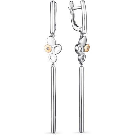 

Серьги женские из серебра АЛЬКОР 02-2051, бриллиант, 02-2051