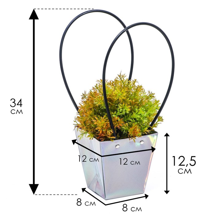 

Сумка для цветов «Голографическая», влагостойкая, 12 x 12 - 8 x 8 - 12,5 см (10 шт.), Серебристый