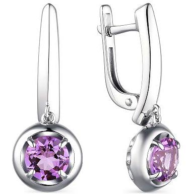 

Серьги женские из серебра АЛЬКОР 02-1931, аметист, 02-1931