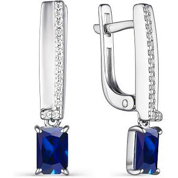 

Серьги женские из серебра АЛЬКОР 02-1997, сапфир/фианит, 02-1997