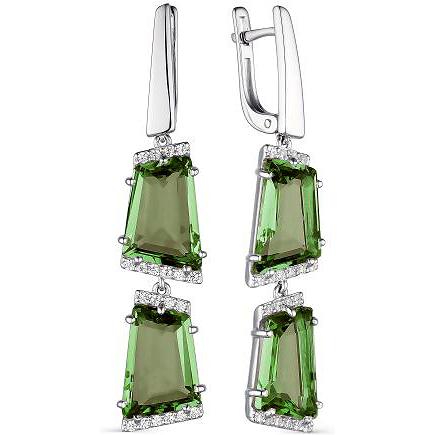 

Серьги женские из серебра АЛЬКОР 02-1799, фианит/турмалин, 02-1799