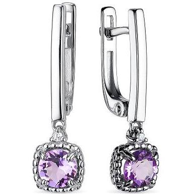 

Серьги женские из серебра АЛЬКОР 02-2098, фианит/аметист, 02-2098