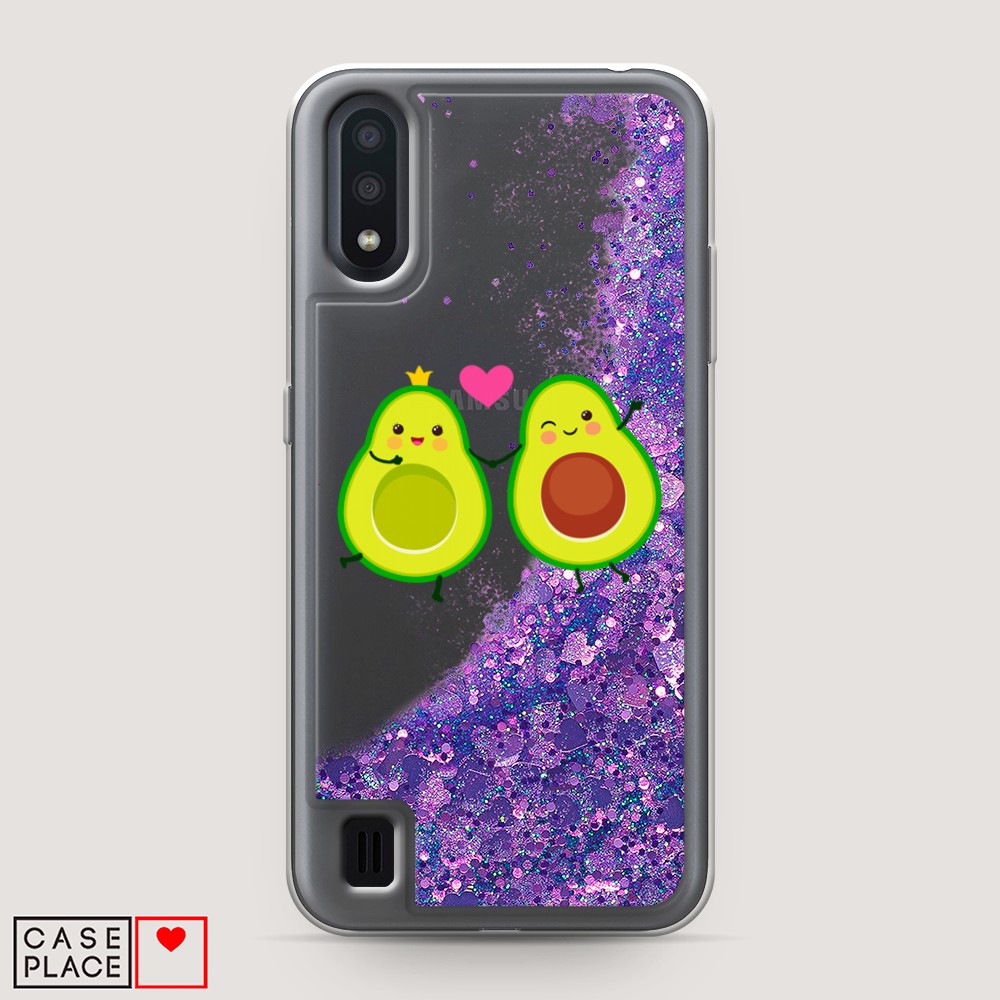 

Жидкий чехол с блестками "Авокадо любят" на Samsung Galaxy A01, 29592-1