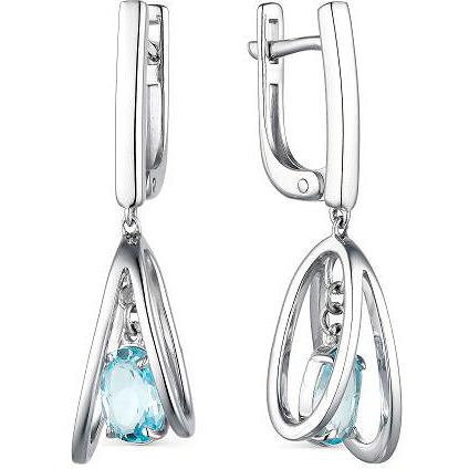

Серьги женские из серебра АЛЬКОР 02-1834, топаз, 02-1834