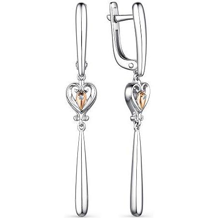 

Серьги женские из серебра АЛЬКОР 02-1958, бриллиант, 02-1958