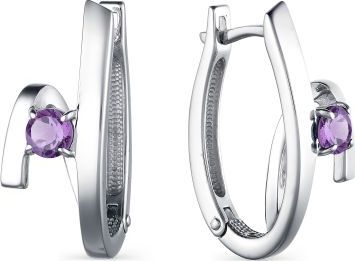

Серьги женские из серебра АЛЬКОР 02-1681, аметист, 02-1681