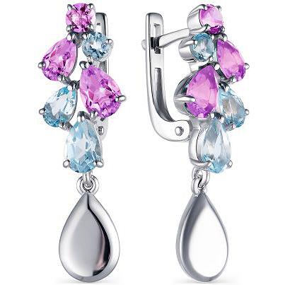 

Серьги женские из серебра АЛЬКОР 02-1700, топаз/аметист, 02-1700