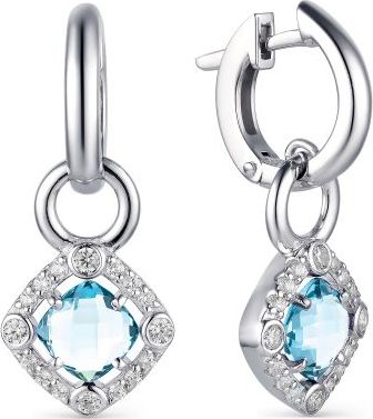 

Серьги женские из серебра АЛЬКОР 02-1652, топаз/фианит, 02-1652