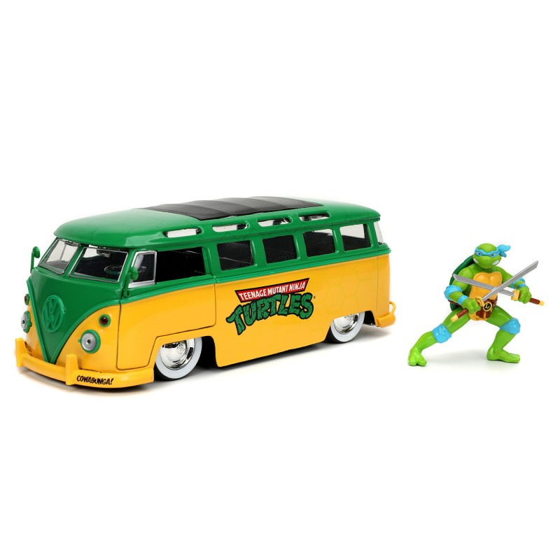 фото Игровой набор jada toys черепашки ниндзя - леонардо с автобусом 15 см 113519