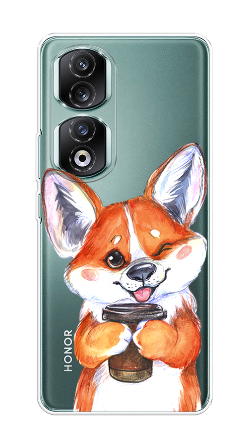 

Чехол на Honor 90 Pro "Корги с кофе", Оранжевый;белый, 6121550-4