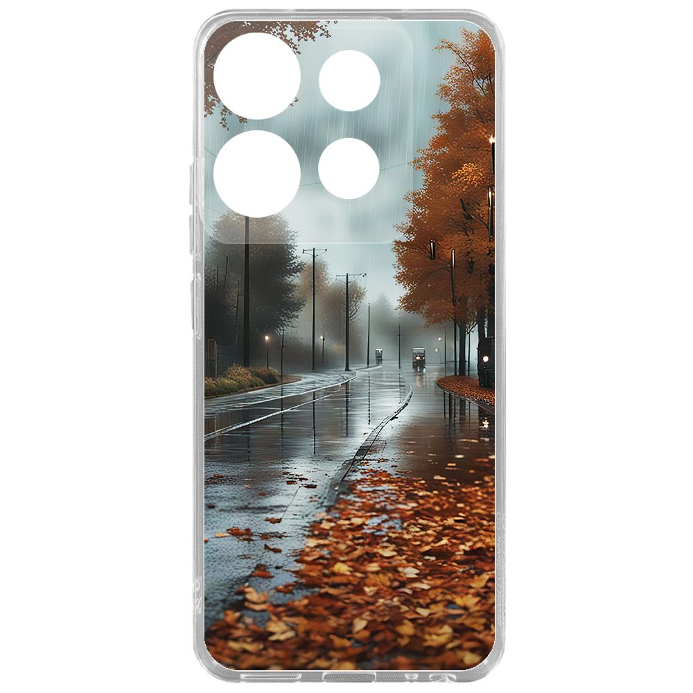 

Чехол-накладка Krutoff Clear Case Осенний дождь для Tecno POP 7, Прозрачный