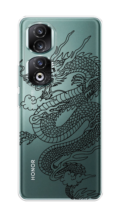 

Чехол на Honor 90 Pro "Большой китайский дракон", Черный;серый, 6121550-1