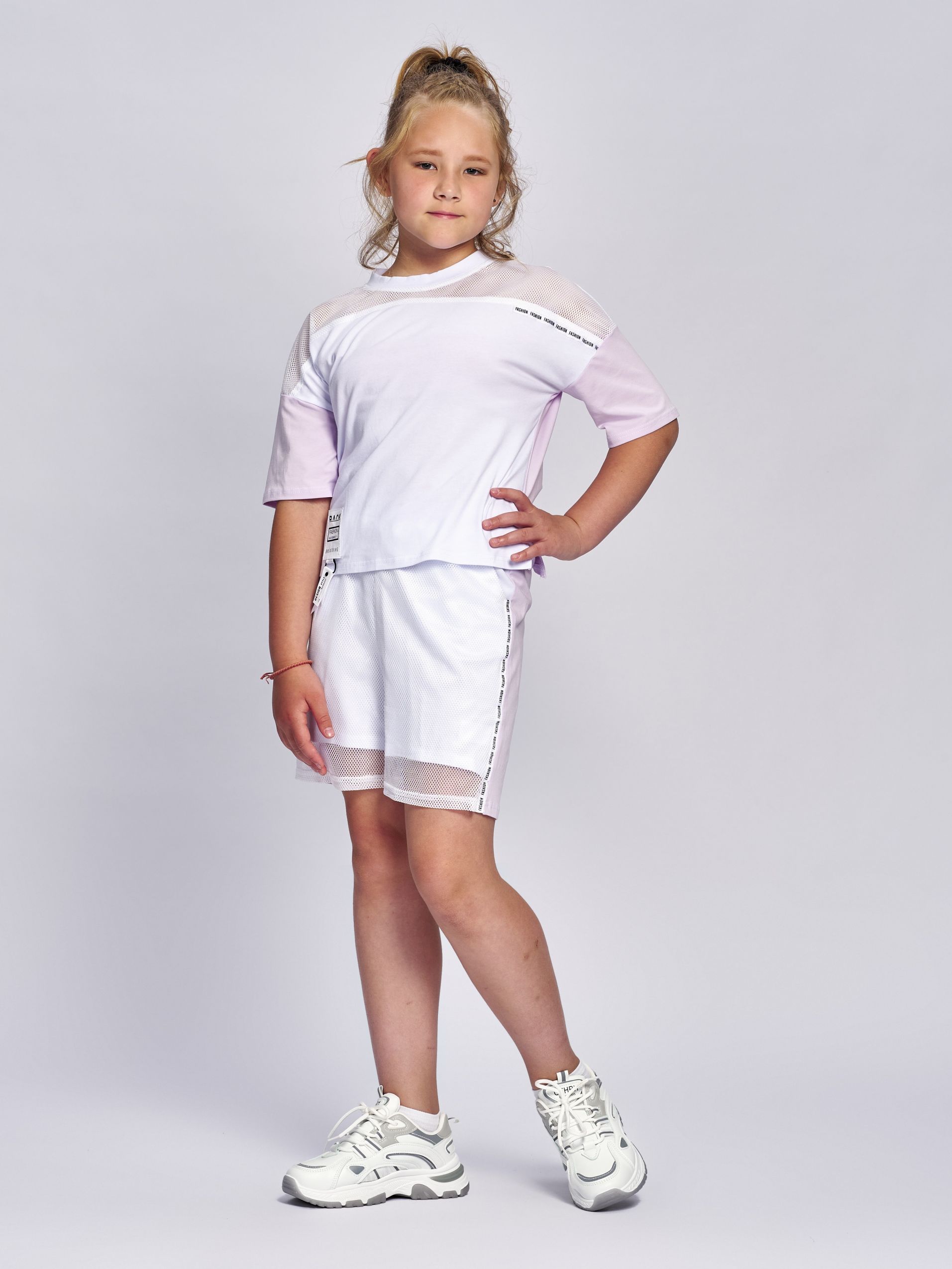 Костюм повседневный детский Minavla Лика, белый,  фиолетовый, 134