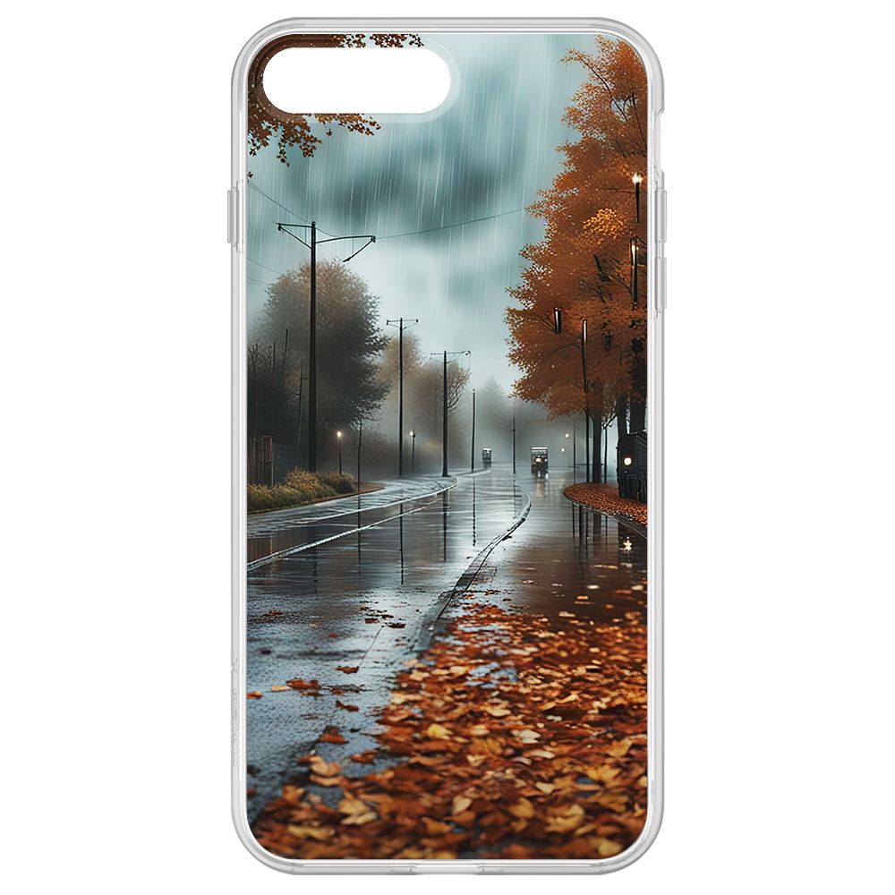

Чехол-накладка Krutoff Clear Case Осенний дождь для iPhone 8 Plus, Прозрачный