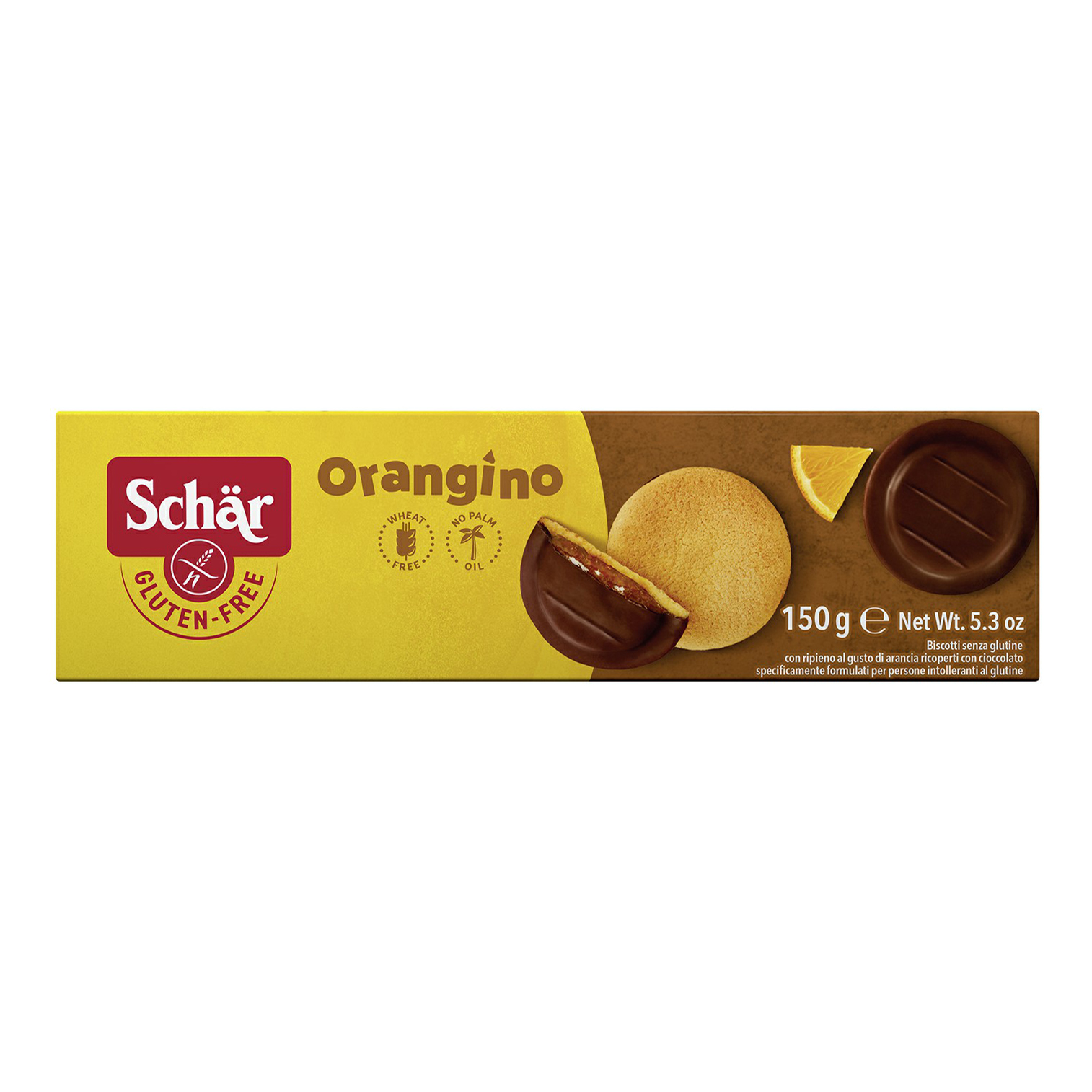 Печенье Schar Orangino кукурузное глазированное с апельсином 150 г