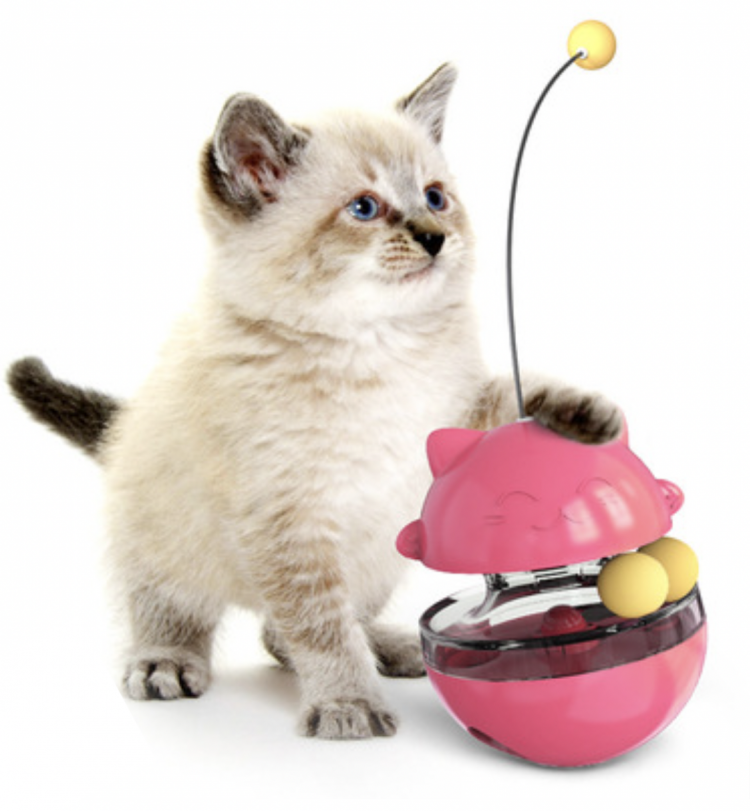 фото Игрушка неваляшка для кошки с шариком, розовая box 69