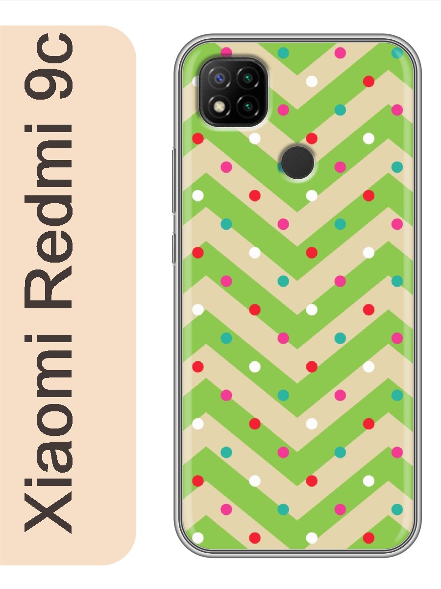 

Чехол на Xiaomi Redmi 9c зеленые зигзаги 344, Прозрачный, red9cnewy