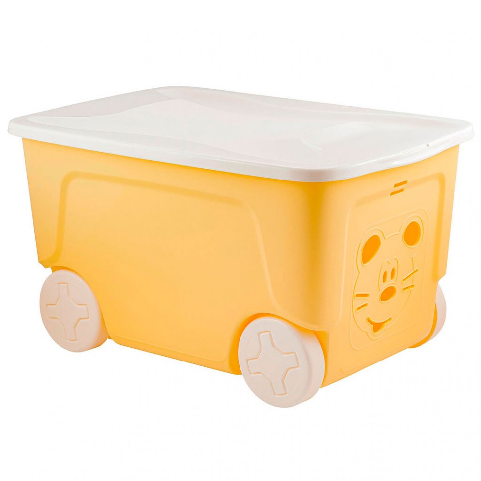 Ящик для игрушек Plastic Republic Солнечный зайчик на колесах 50 л, желто-белый вешалка напольная для одежды с корзиной ladо́m на колесах 55×42×160 см