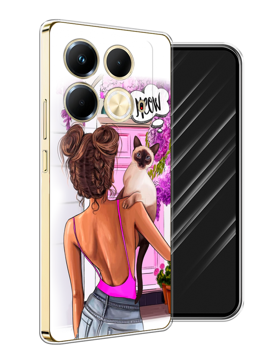 

Чехол Awog на Infinix Note 40 "Девушка с кошкой", Розовый;коричневый, 3105850-1
