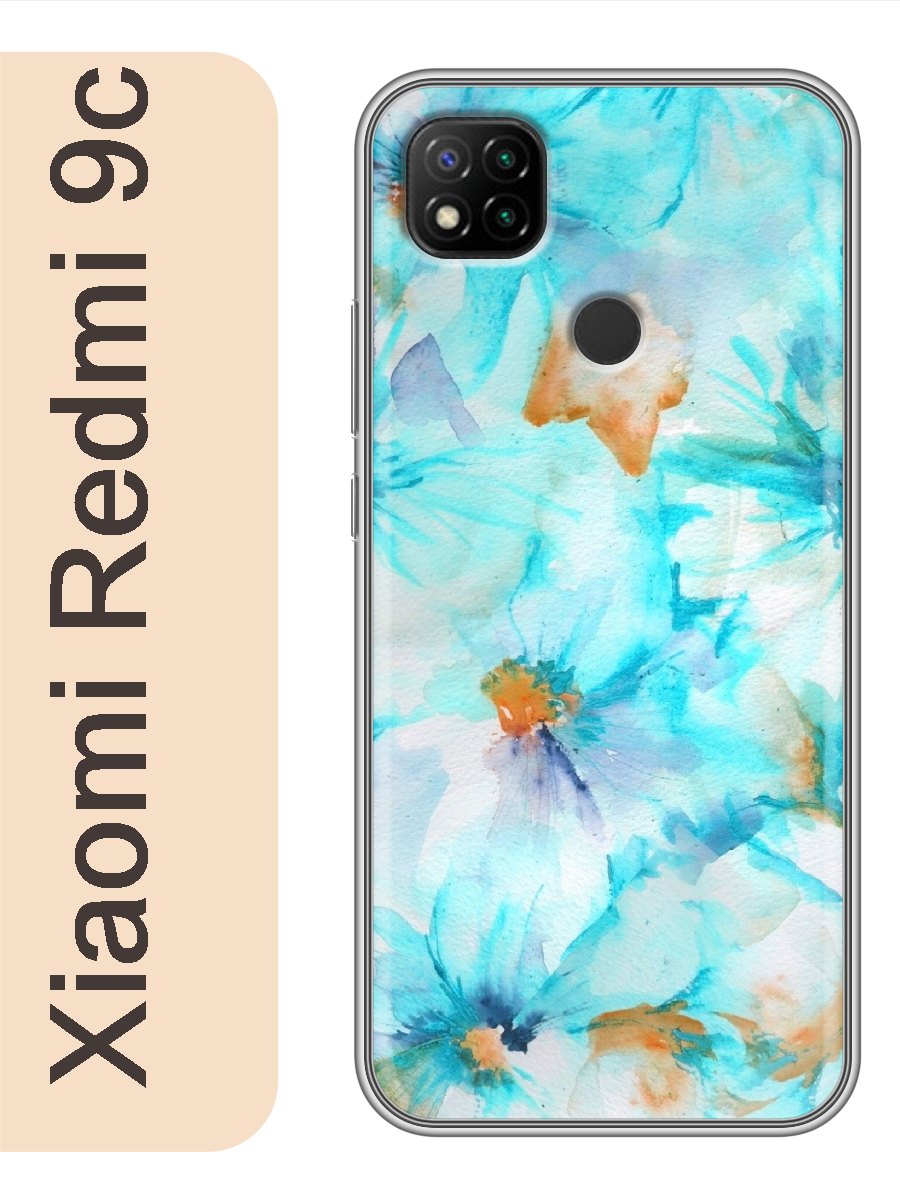

Чехол на Xiaomi Redmi 9c цветы акварель 190, Прозрачный, red9cflws
