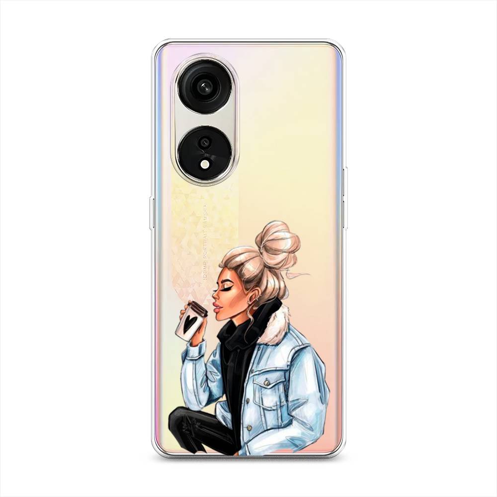 

Чехол Awog на Oppo Reno 8T 5G "Cute girl", Бежевый;черный;голубой, 2513150-7