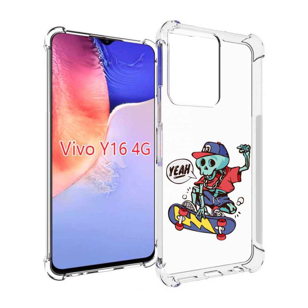 

Чехол MyPads Скелет-на-скейте для Vivo Y16 4G/ Vivo Y02S, Прозрачный, Tocco