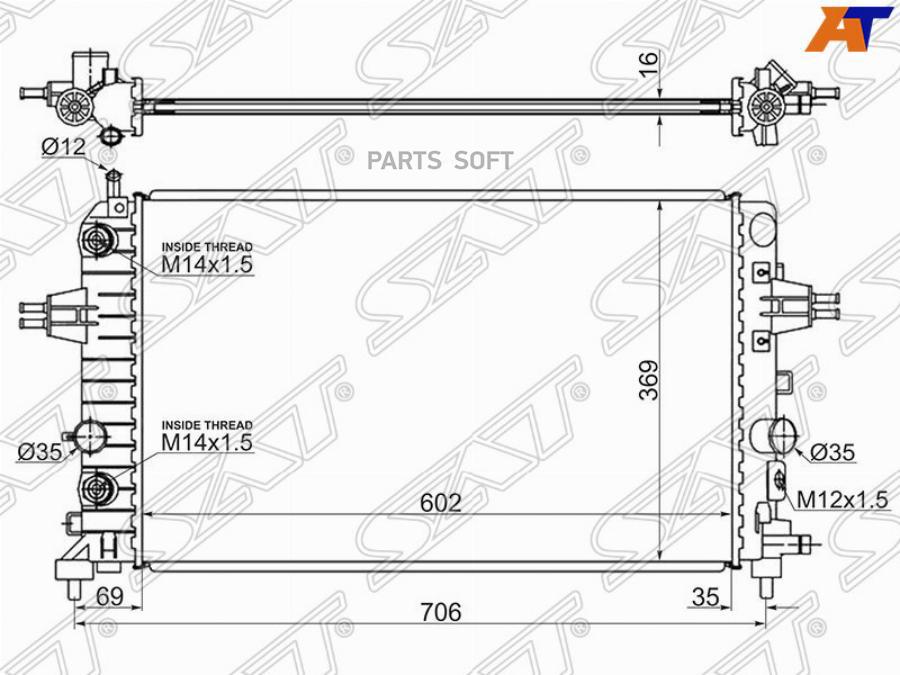 

SAT Радиатор OPEL ASTRA H 1.6/1.8 2004-2010 /ZAFIRA B 1.6/1.8 2005-