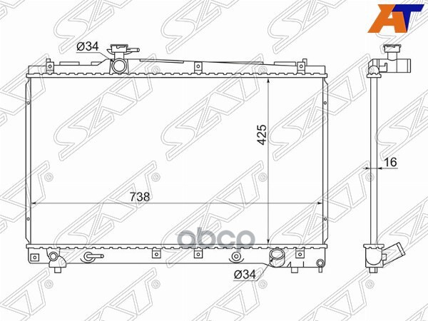 

SAT Радиатор TOYOTA VOXY/NOAH/IPSUM/AVENSIS VERSO 1AZ/2AZ/3ZR 01-09
