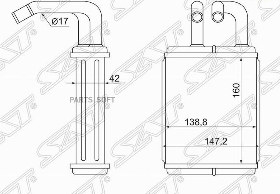 

SAT Радиатор отопителя салона TOYOTA DYNA\TOYO ACE BU6#\7# 8# 88-94