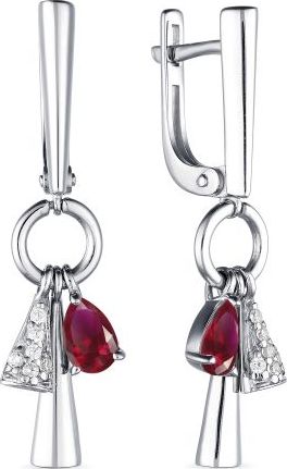 

Серьги женские из серебра АЛЬКОР 02-1738, гранат/фианит, 02-1738