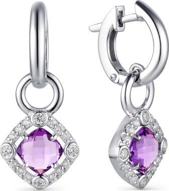 

Серьги женские из серебра АЛЬКОР 02-1652, аметист/фианит, 02-1652