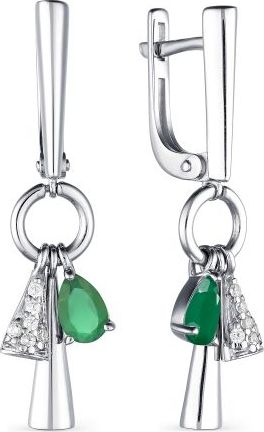 

Серьги женские из серебра АЛЬКОР 02-1738, фианит/агат, 02-1738